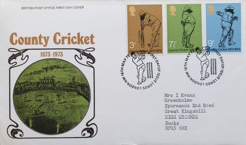 County Cricket Centenary FDC (1973) Lord's