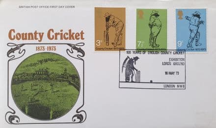 County Cricket Centenary FDC (1973) Lord's Father Time