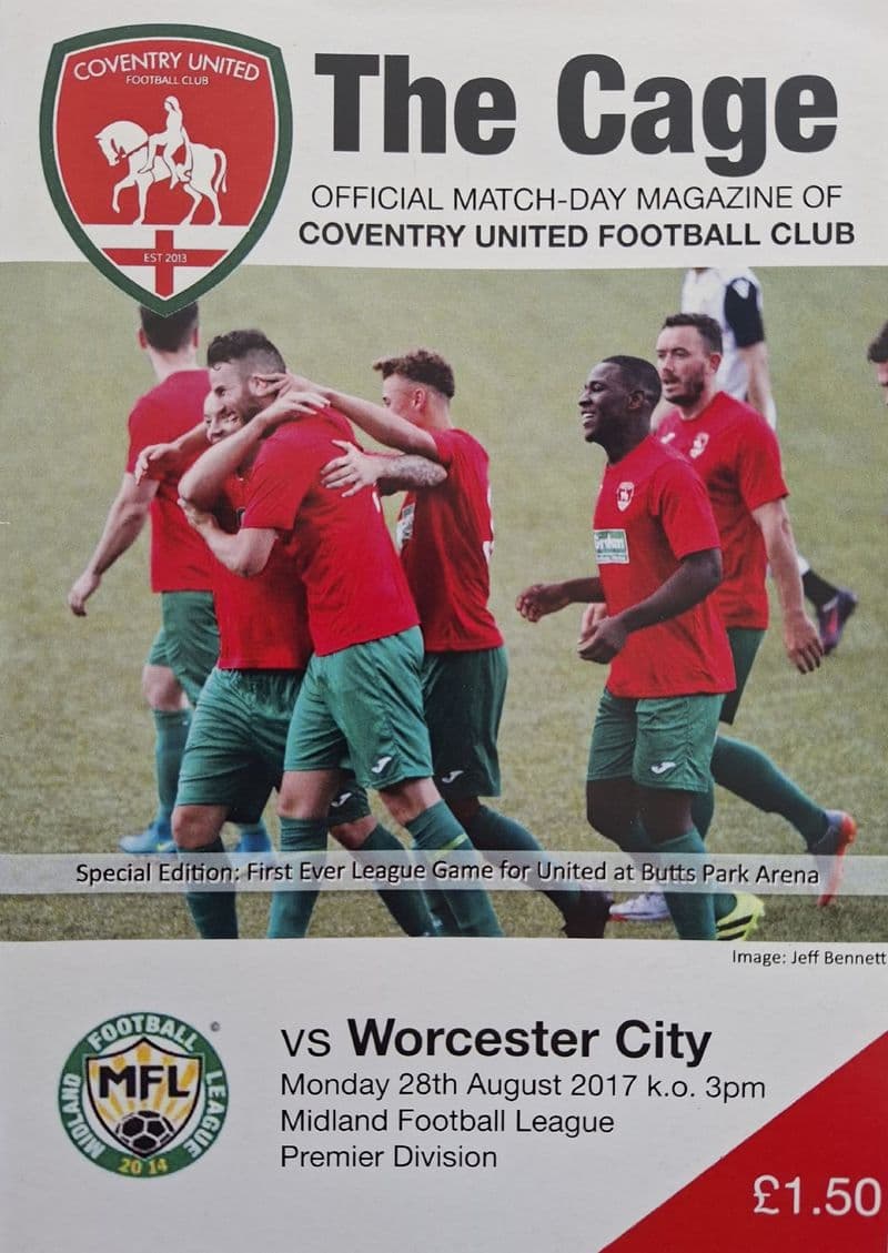 Coventry United v Worcester City, Mid FL (2017, Aug 28th) plus Pocket Guide