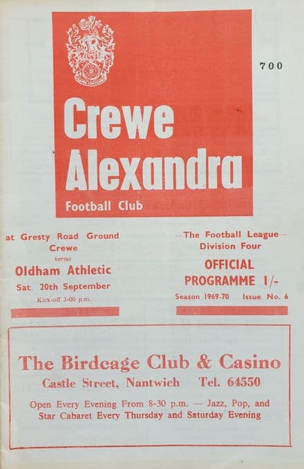 Crewe v Oldham, Div 4 (1969, Sep 20th)