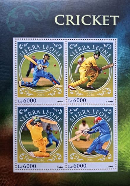 Cricket (2016) Sierra Leone Commemorative Stamp Sheet x4 stamps