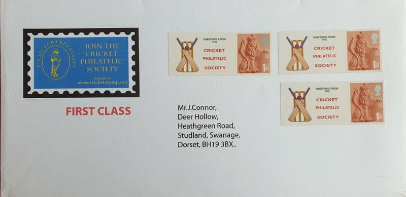 Cricket Philatelic Society Cover (Un-used)