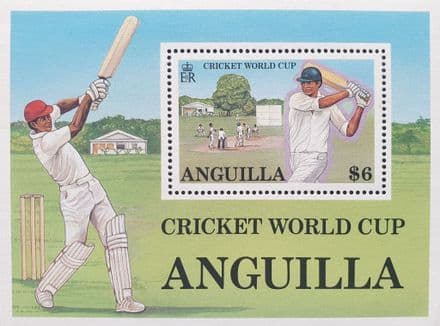 Cricket World Cup (1987) Anguilla Commemorative Stamp Sheet