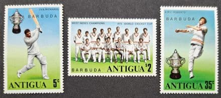 Cricket World Cup - 3 Stamps (1975) Antigua