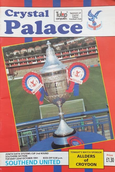 Crystal Palace v Southend, ZDS Cup (1991, Oct 22nd)