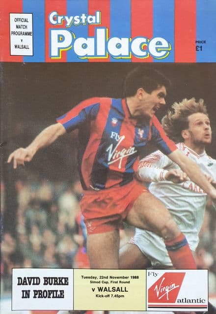 Crystal Palace v Walsall, Simod Cup (1988, Nov 22nd)