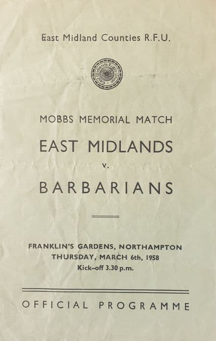 East Midlands v Barbarians (1958, Mar 6th)