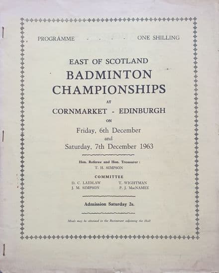 East of Scotland Badminton Championships (1963, Dec 6th-7th)