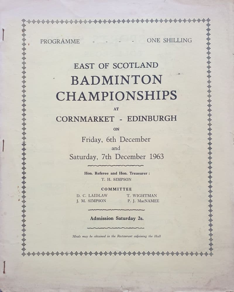 East of Scotland Badminton Championships (1963, Dec 6th-7th)