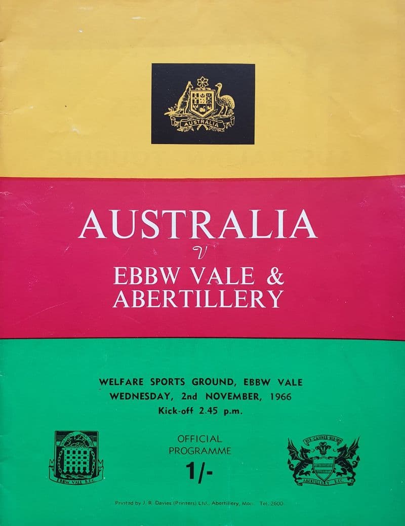 Ebbw Vale & Abertillery v Australia (1966, Nov 2nd)