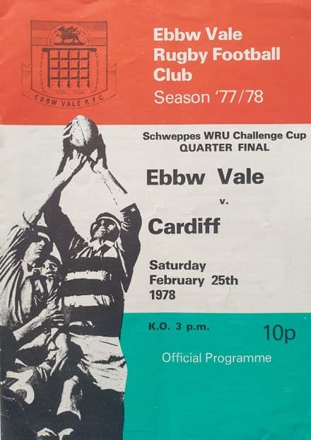 Ebbw Vale v Cardiff, Welsh Cup QF (1978, Feb 25th)
