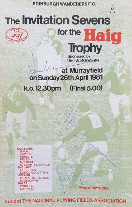Edinburgh Wanderers Sevens (1981, Apr 26th) SIGNED