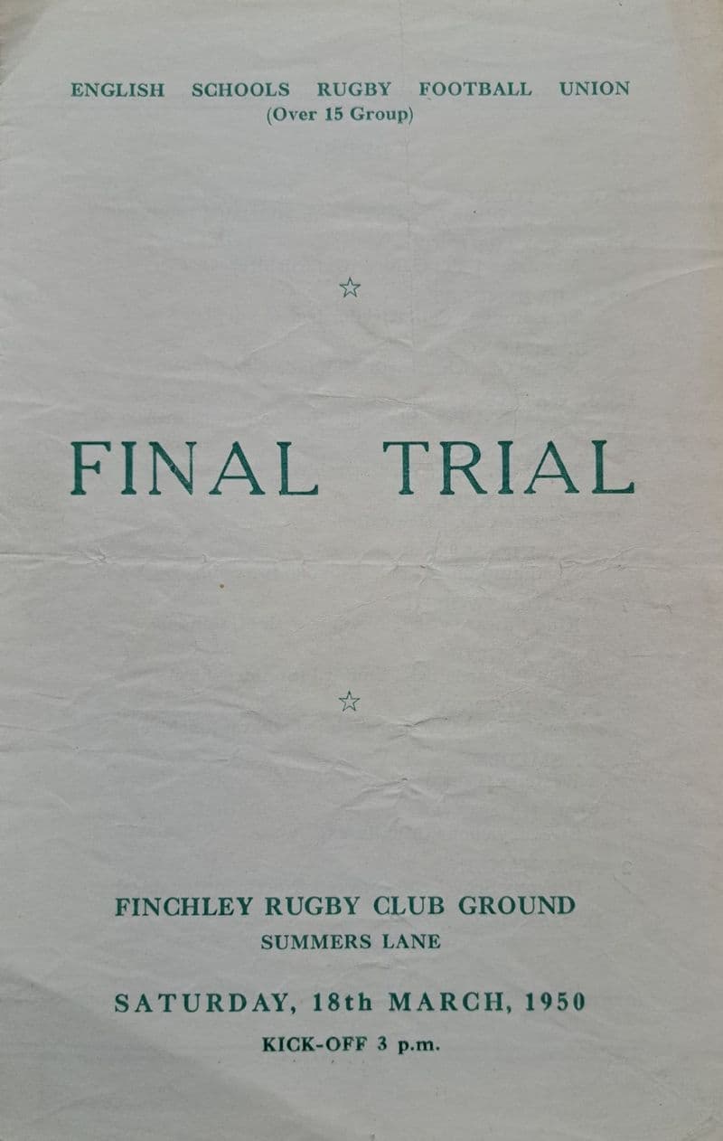 England Final Trial - Over 15s (1950, Mar 18th)