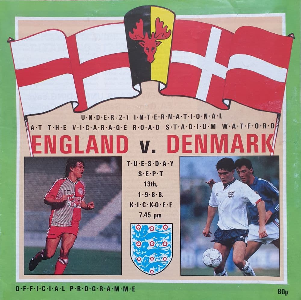 England v Denmark U 21 1988 Sept 13th