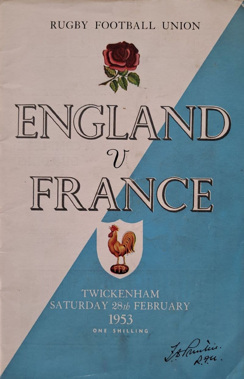 England v France (1953, Feb 28th) SIGNED
