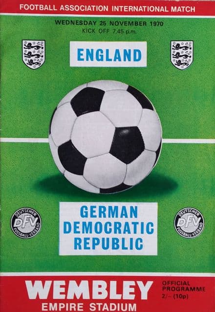 England v GDR, Friendly (1970, Nov 25th)