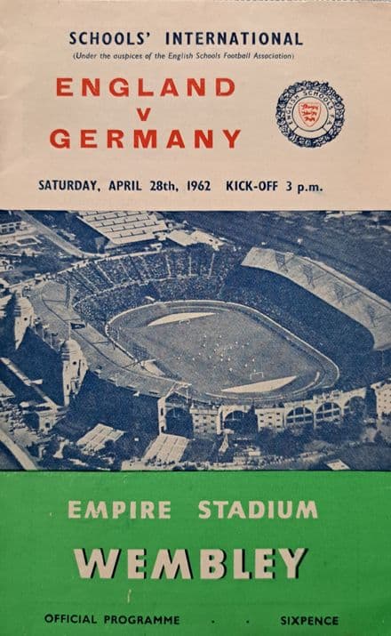 England v Germany, Schools (1962, Apr 28th)