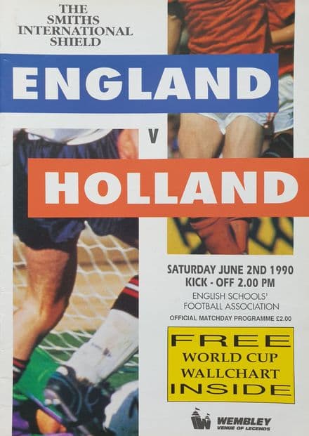 England v Holland, Schools (1990, Jun 2nd)