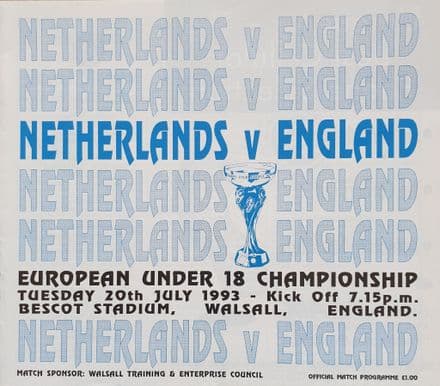 England v Holland, U.18 Champs (1993, Jul 20th)