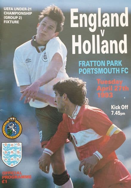 England v Holland, U.21 Champs (1993, Apr 27th)