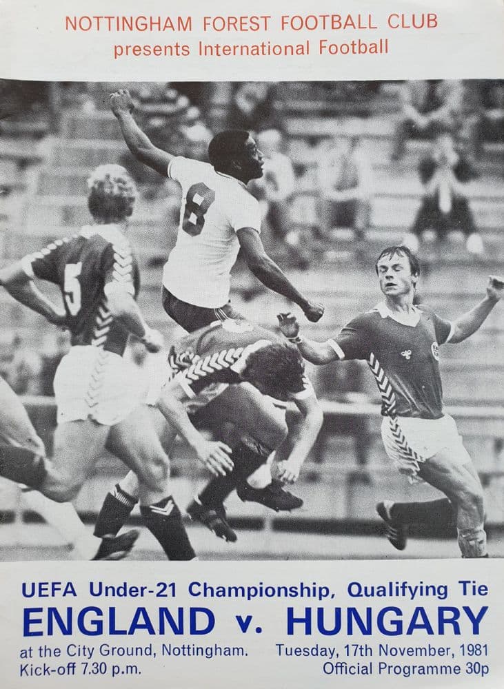England v Hungary U 21 Int 1981 Nov 17th
