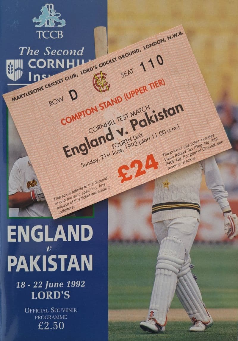 England v Pakistan (1992, Jun 18th-22nd) plus Ticket