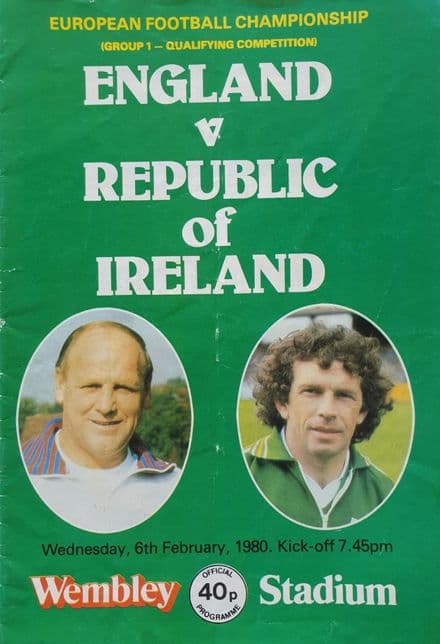 England v Republic of Ireland, European Championship (1980, 6th Feb)