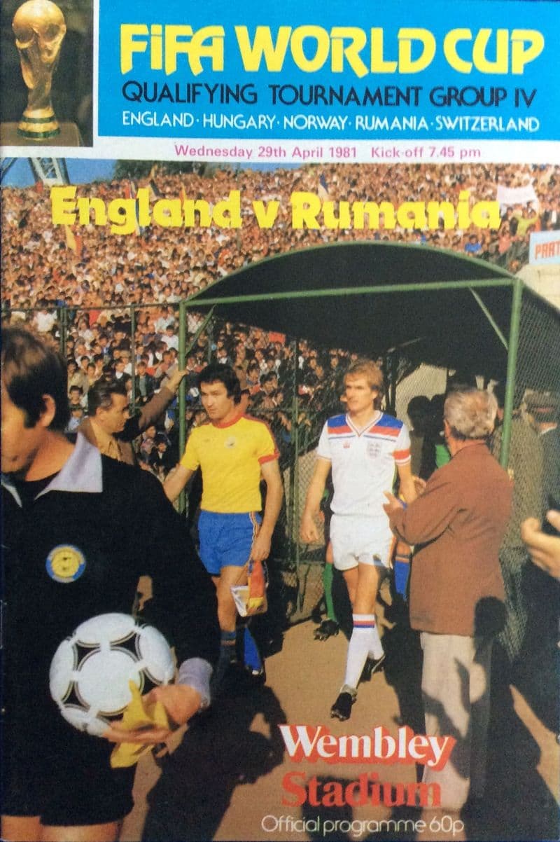 England v Rumania, World Cup Qualifier (1981, Apr 29th)