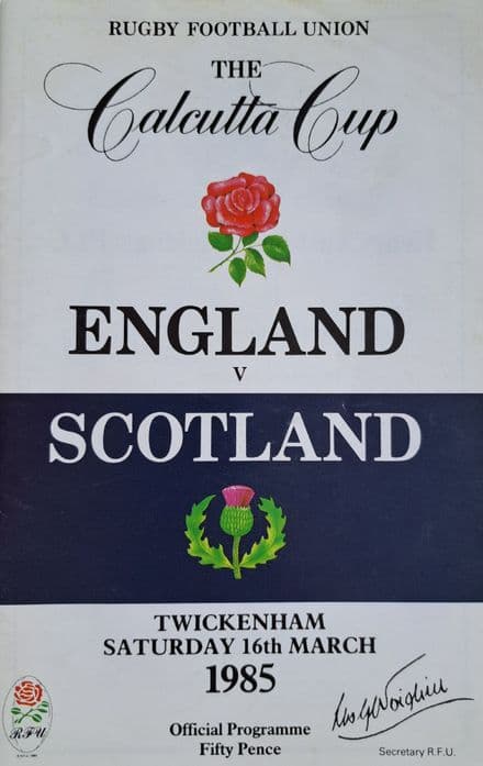 England v Scotland (1985, Mar 16th) plus Ticket