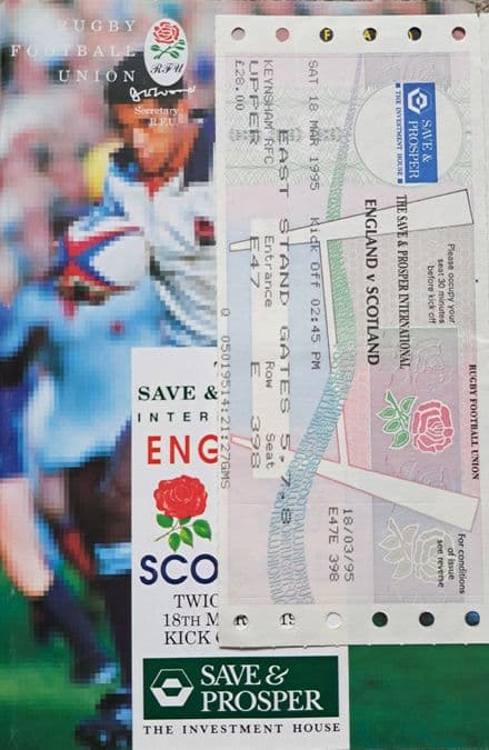 England v Scotland (1995, Mar 18th) plus Ticket