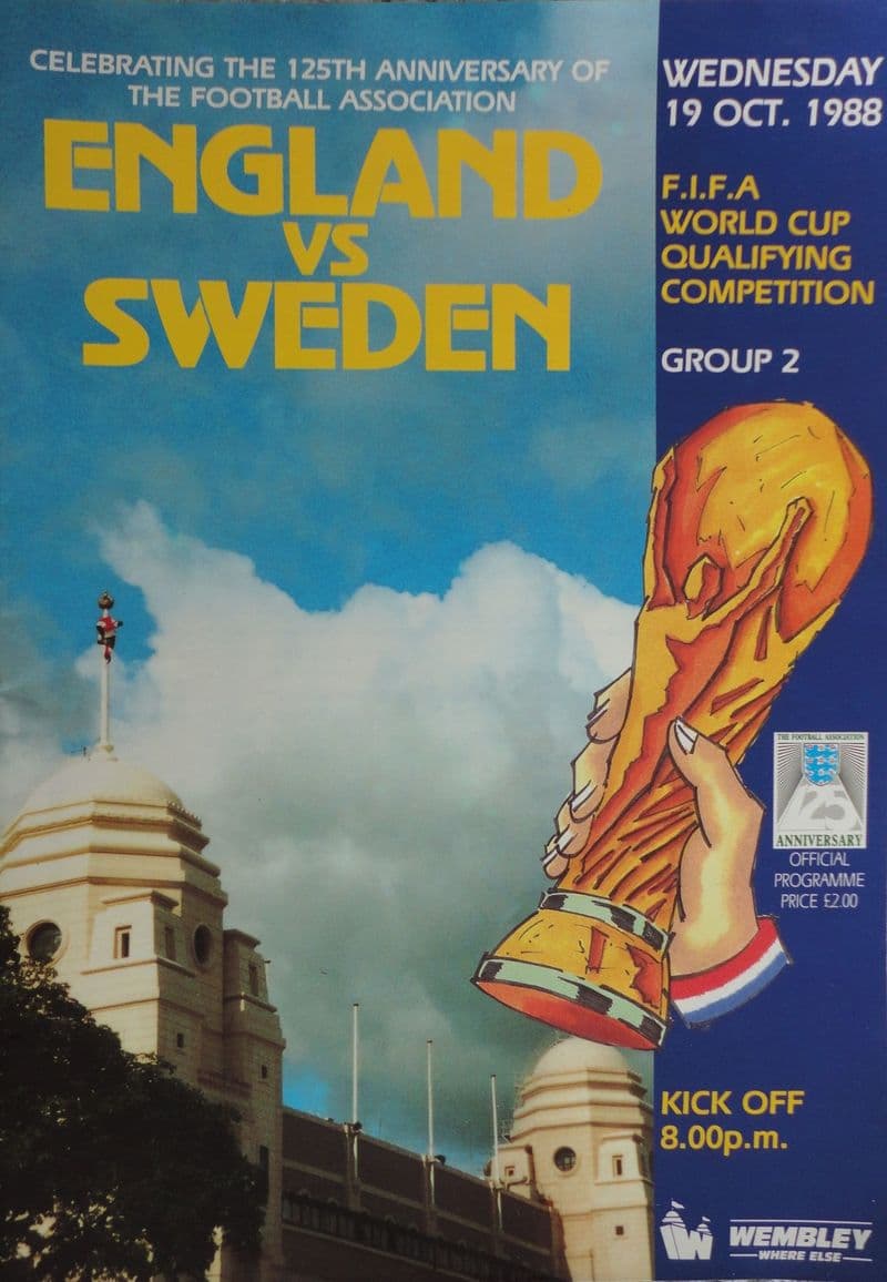 England v Sweden, World Cup Qualifier (1988, Oct 19th)