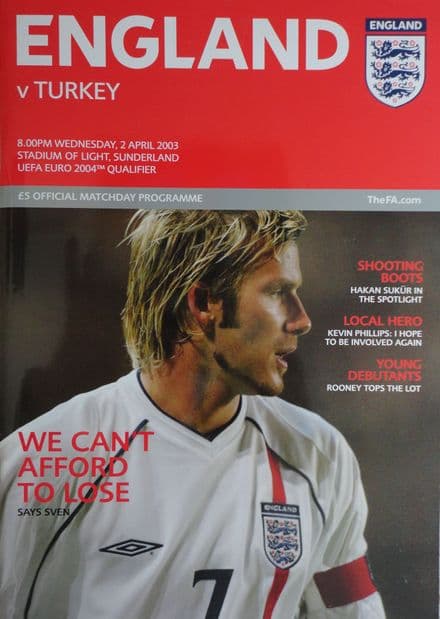 England v Turkey, EURO 2004 Qualifier (2003, Apr 2nd)