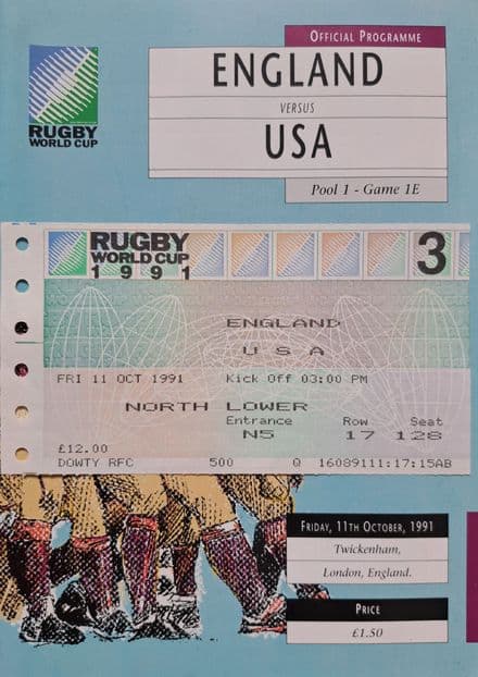 England v USA (1991, Oct 11th) RWC plus Ticket