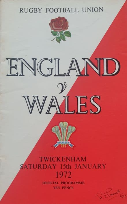 England v Wales (1972, 15th Jan)
