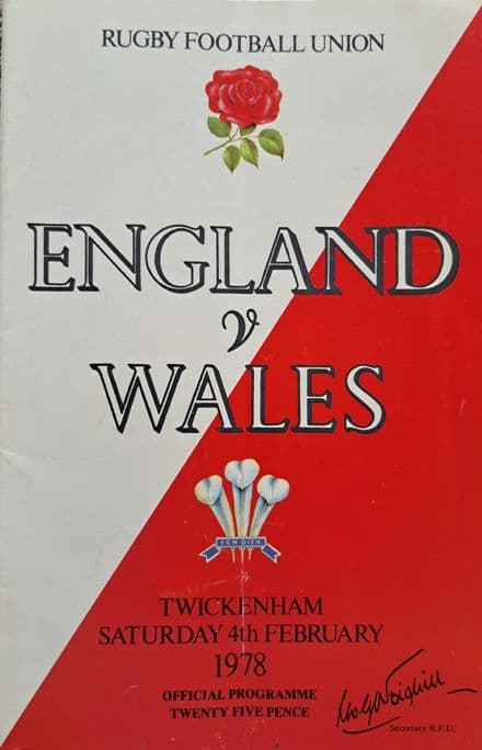 England v Wales (1978, Feb 4th) SIGNED