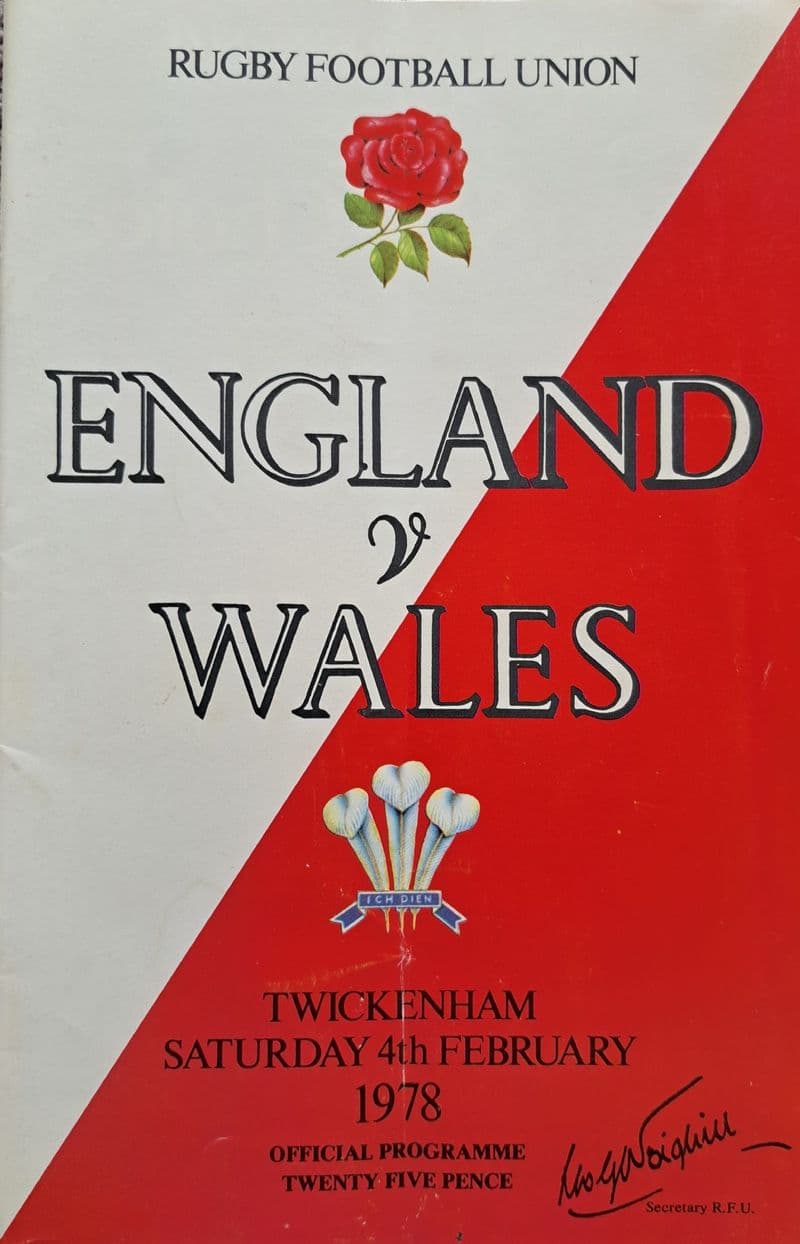 England v Wales (1978, Feb 4th) SIGNED