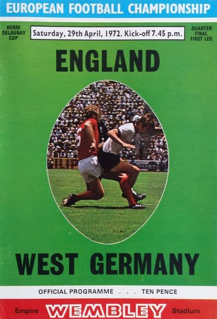 England v West Germany, European Championship QF (1972, Apr 29th)