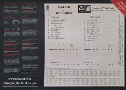 England v West Indies Scorecard (2000, Jul 15th)