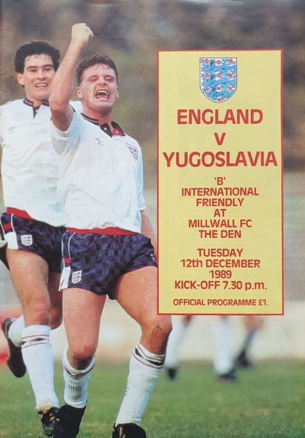 England v Yugoslavia, B Friendly (1989, Dec 12th)