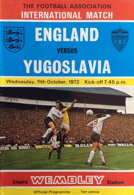 England v Yugoslavia, Friendly (1972, Oct 11th)