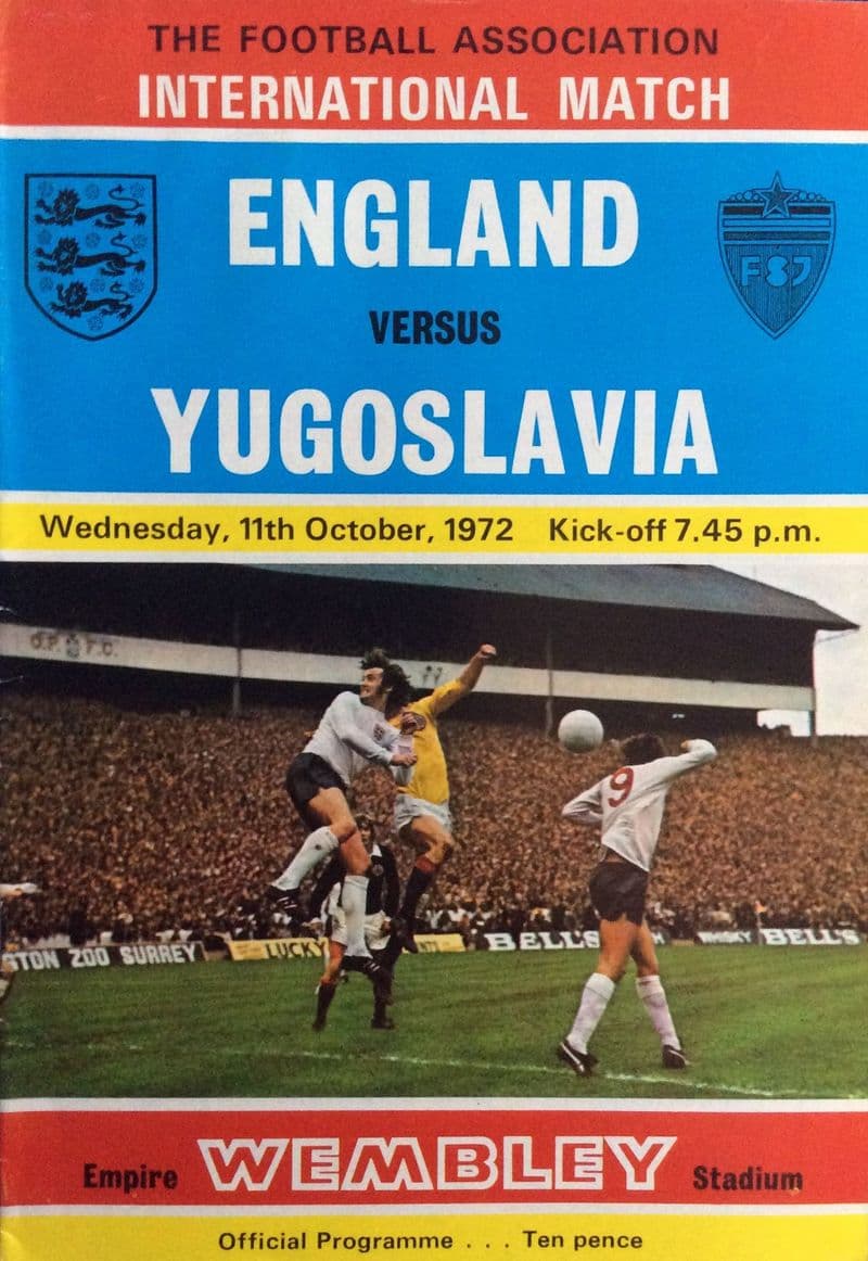 England v Yugoslavia, Friendly (1972, Oct 11th)