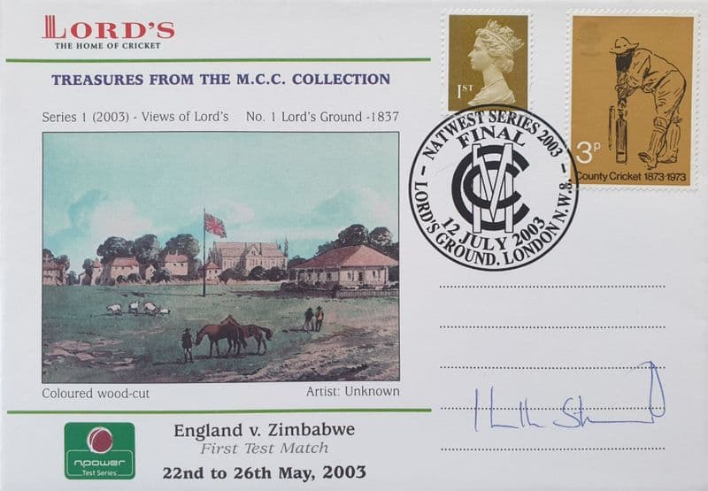 England v Zimbabwe Test Match Cover (2003) SIGNED