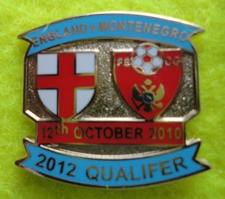EURO 2012 Qual, England v Montenegro Enamel Pin Badge