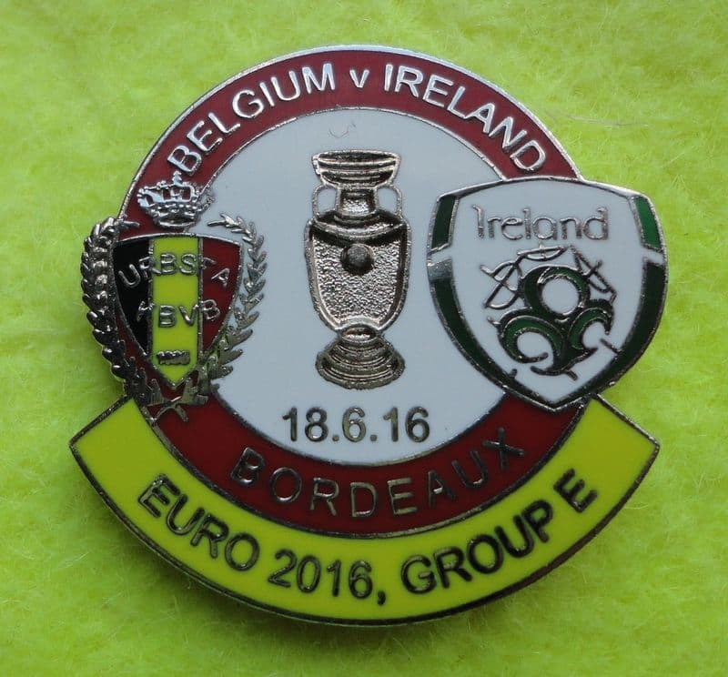 EURO 2016, Belgium v Ireland (Red & Yellow) Enamel Pin Badge