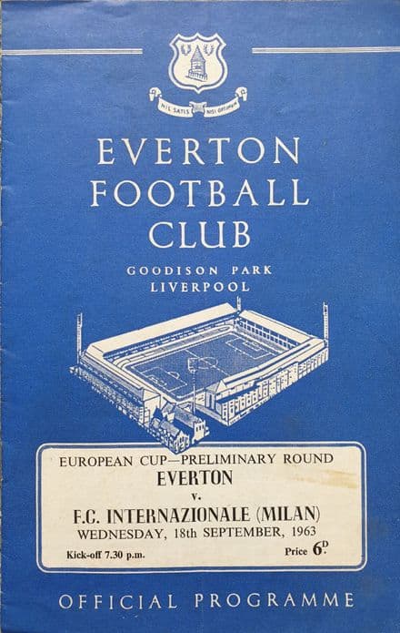 Everton v Inter Milan, European Cup (1963, Sep 18th)