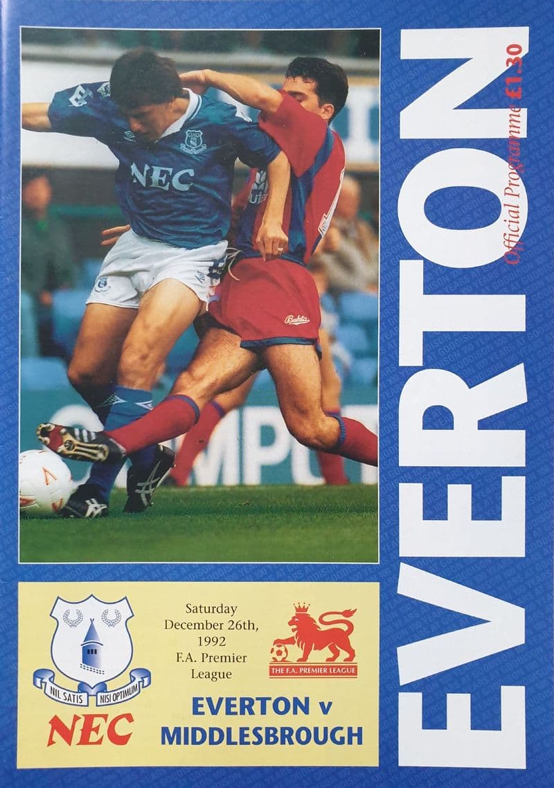 Everton v Middlesbrough, Prem Lge (1992, Dec 26th)