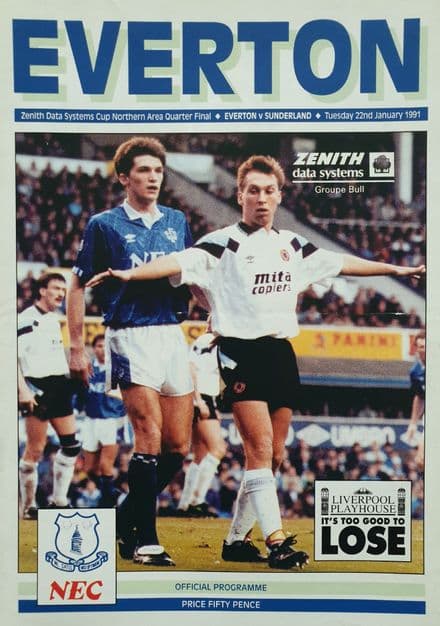 Everton v Sunderland, ZDS Cup (1991, Jan 22nd)