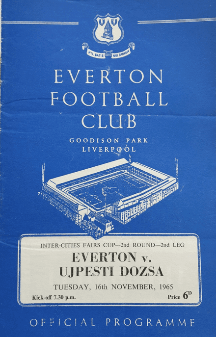 Everton v Ujpesti Dozsa, Fairs Cup (1965, Nov 16th)