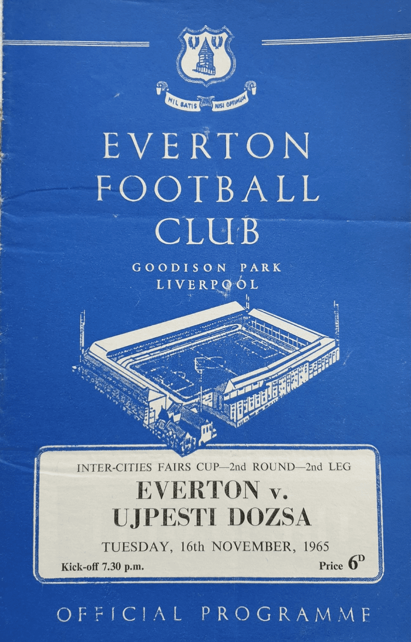Everton v Ujpesti Dozsa, Fairs Cup (1965, Nov 16th)