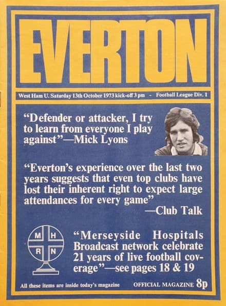 Everton v West Ham, Div 1 (1973, Oct 13th)